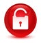 Unlock icon glassy red round button