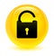 Unlock icon glassy yellow round button