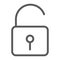 Unlock line icon, security and padlock, lock sign, vector graphics, a linear pattern on a white background.