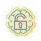 Unlock Lock Icon on Brain Extrovert Type Sign