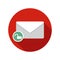 Unlock mail icon. Email icon with long shadow.