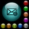 Unlock mail icons in color illuminated glass buttons