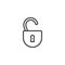 Unlock padlock outline icon