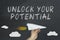 Unlock your potential. Open your mind design. Potential concept business concept.