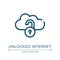 Unlocked internet icon. Linear vector illustration from cloud computing collection. Outline unlocked internet icon vector. Thin