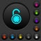 Unlocked round combination lock dark push buttons with color icons