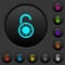 Unlocked round combination lock dark push buttons with color icons