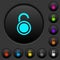 Unlocked round padlock dark push buttons with color icons