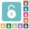 Unlocked round padlock with keyhole rounded square flat icons