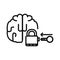 Unlocking Mind Black And White Icon Illustration