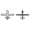 Unmanned aerial line and glyph icon, military and vehicle, drone sign, vector graphics, a linear pattern on a white