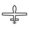 Unmanned aerial line icon, military and vehicle, drone sign, vector graphics, a linear pattern on a white background.