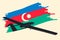 Unmanned aerial vehicle Bayraktar TB2 SIHA silhouette vector on a Azerbaijani flag background.