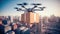 Unmanned Aerial Vehicle Delivering Parcel - Urban Delivery Innovation - Generative AI
