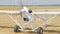 Unmanned aerial vehicle. UAV delivery drone cargo. The plane leaves the field for takeoff. The compact device on