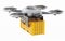 Unmanned drone carrying cargo container. 3D illustration