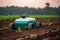 Unmanned robot working in agricultural field. Generative AI