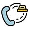 Unmanned taxi call icon color outline vector