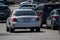 Unmarked police cars parked at the scene as LAPD Valley Homicide Dectectives serve a warrant