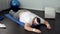 Unmotivated man lying on mat, giving up during exhausted muscles training