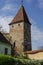 Unnamed tower part of Sighisoara fortress and medieval houses of