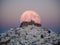 An unnatural big moon over the castle of Astypalaia