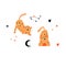 unny orange cats. Cats and stars. Meow Magic