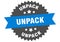 unpack sign. unpack circular band label. unpack sticker