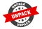 unpack sign. unpack round ribbon sticker. unpack