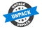 unpack sign. unpack round ribbon sticker. unpack