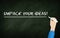 Unpack Your ideas Chalkboard. business words on blackboard. concept, is the process of systematically deconstructing a big idea