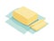 Unpacked piece of butter. Ingredient and cookware for making dough, cookie or croissant. Flat cartoon vector isolated