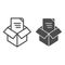 Unpacking line and glyph icon. Box unpack concept vector illustration isolated on white. File unpacking outline style