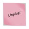 Unplug 3d illustration post note reminder on white with clipping path