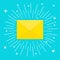 Unread mail notification. Email icon. Shining sparkle effect. Yellow paper envelope. Letter template. New message sign symbol. One