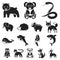 An unrealistic animal black icons in set collection for design. Toy animals vector symbol stock web illustration.