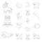 An unrealistic animal outline icons in set collection for design. Toy animals vector symbol stock web illustration.