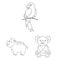 An unrealistic animal outline icons in set collection for design. Toy animals vector symbol stock web illustration.