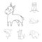 An unrealistic animal outline icons in set collection for design. Toy animals vector symbol stock web illustration.