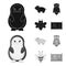 An unrealistic black,monochrom animal icons in set collection for design. Toy animals vector symbol stock web