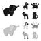 An unrealistic black,monochrom animal icons in set collection for design. Toy animals vector symbol stock web