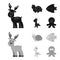 An unrealistic black,monochrome animal icons in set collection for design. Toy animals vector symbol stock web