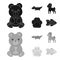 An unrealistic black,monochrome animal icons in set collection for design. Toy animals vector symbol stock web