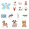 An unrealistic cartoon animal icons in set collection for design. Toy animals vector symbol stock web illustration.