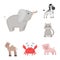 An unrealistic cartoon animal icons in set collection for design. Toy animals vector symbol stock web illustration.