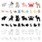 An unrealistic cartoon animal icons in set collection for design. Toy animals vector symbol stock web illustration.