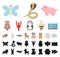 An unrealistic cartoon, black animal icons in set collection for design. Toy animals vector symbol stock web