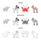 An unrealistic cartoon,outline,monochrome animal icons in set collection for design. Toy animals vector symbol stock web