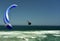 Unrecognisable paraglider catching a good wind in Wilderness on the famnous Garden Route of South Africa