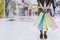 Unrecognizable african woman with colored shopping bags